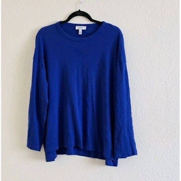 COS Stepped-Hem Long-Sleeved TopCotton Size Large Blue - Picture 11 of 11